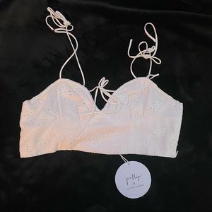 NWT Princess Polly White Eyelet Bustier Crop Top/Size 12/Size L/Never Worn